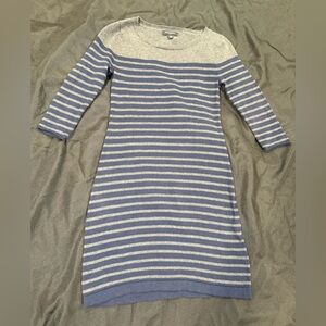 Banana Republic Factory Blue and Gray Striped Sweater Dress